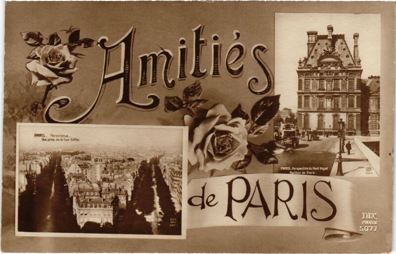 Carte postale ancienne Amities de Paris