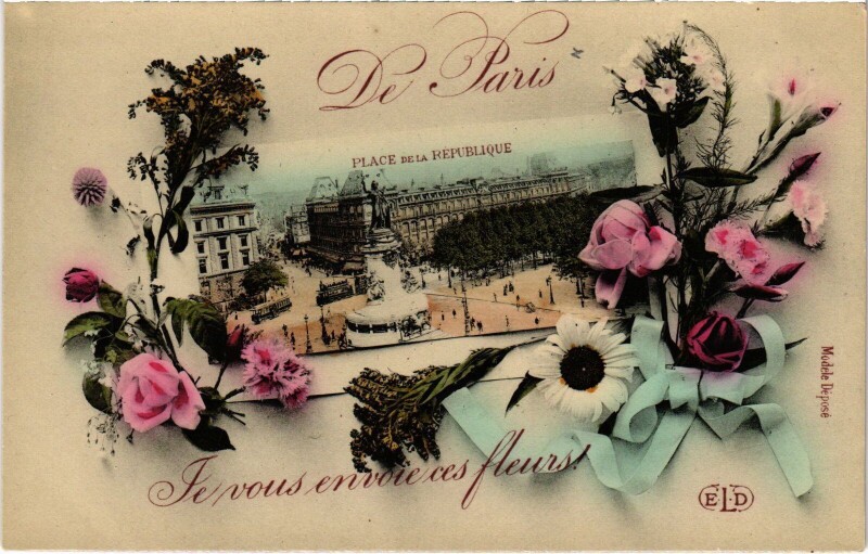 Carte postale ancienne De Paris Je vous envoie ces Fleurs