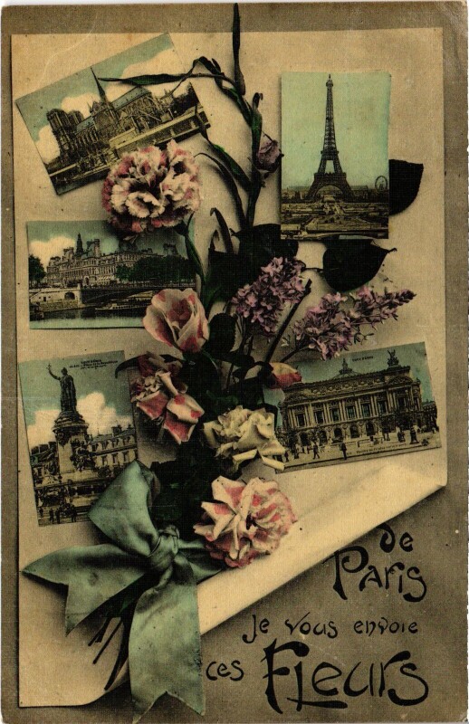 Carte postale ancienne De Paris Je vous envoie ces Fleurs
