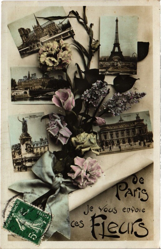Carte postale ancienne De Paris Je vous envoie ces Fleurs