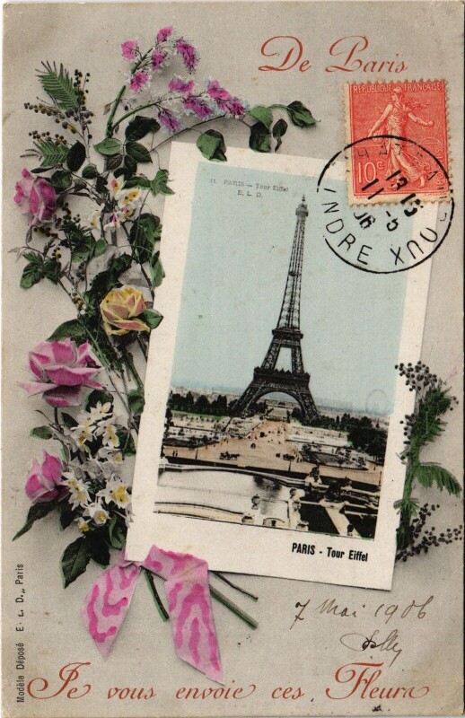 Carte postale ancienne De Paris Je vous envoie ces Fleurs