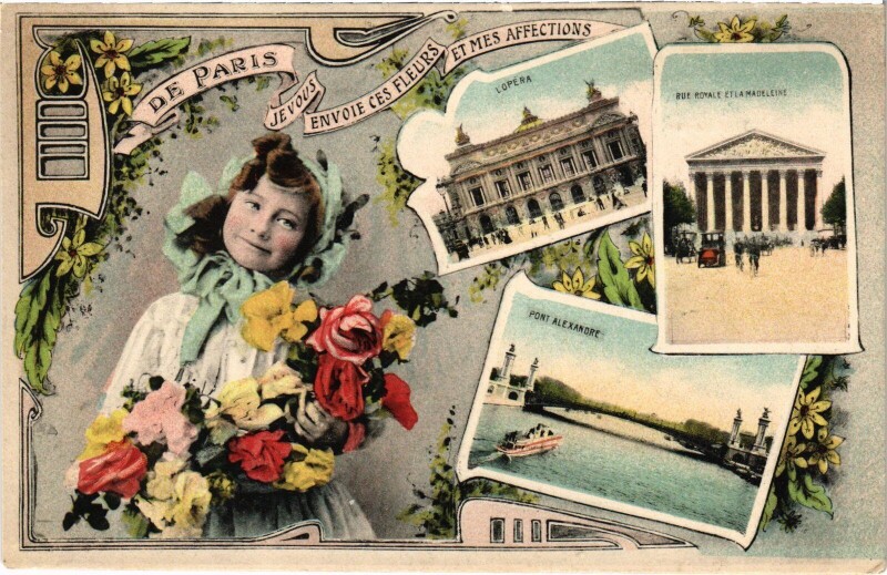 Carte postale ancienne De Paris Je vous envoie ces Fleurs