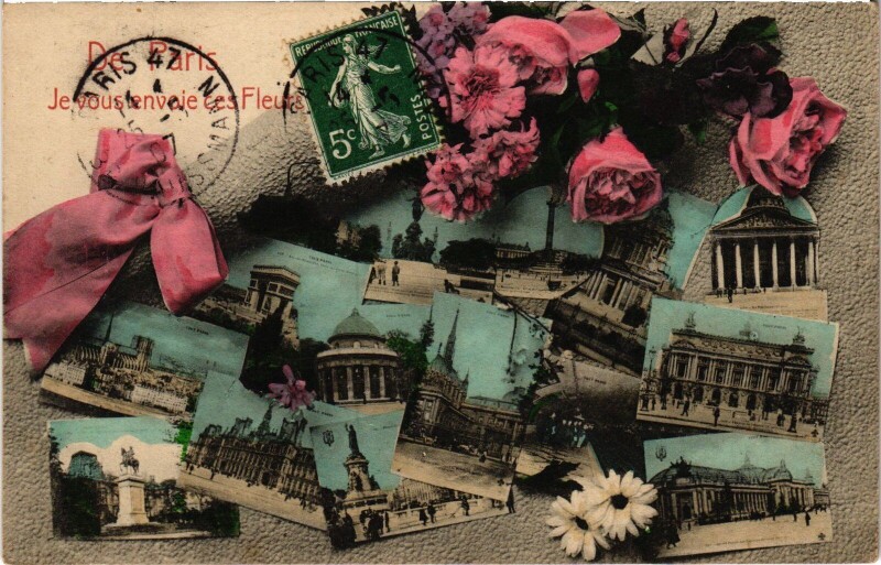 Carte postale ancienne De Paris Je vous envoie ces Fleurs