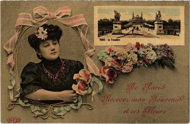 Carte postale ancienne Paris Recevez mon Souvenir