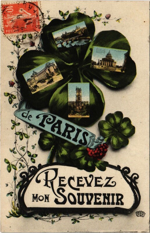 Carte postale ancienne Paris Recevez mon Souvenir