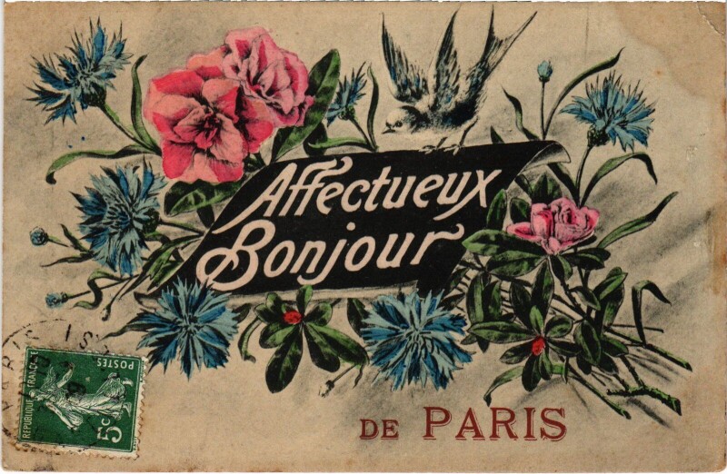 Carte postale ancienne Affectueux Bonjour de Paris
