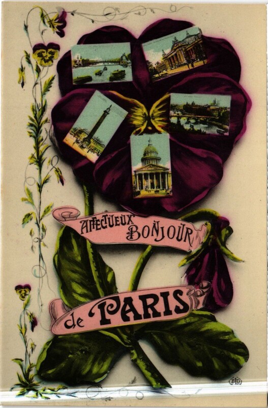 Carte postale ancienne Affectueux Bonjour de Paris