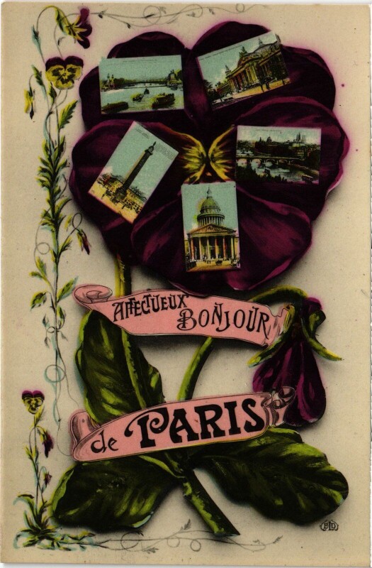 Carte postale ancienne Affectueux Bonjour de Paris