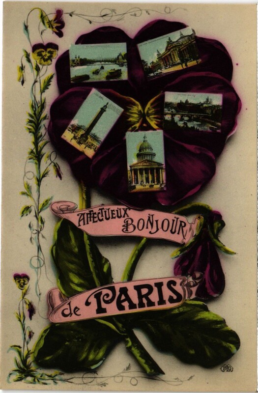 Carte postale ancienne Affectueux Bonjour de Paris