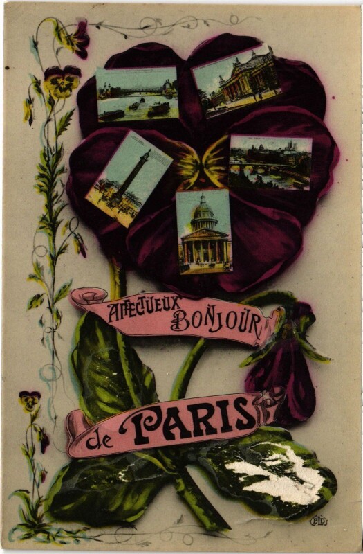 Carte postale ancienne Affectueux Bonjour de Paris