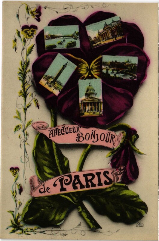 Carte postale ancienne Affectueux Bonjour de Paris