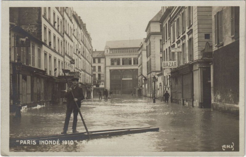 Carte postale ancienne Paris inondé 1910 - Rue d'Aligres à Paris 12e