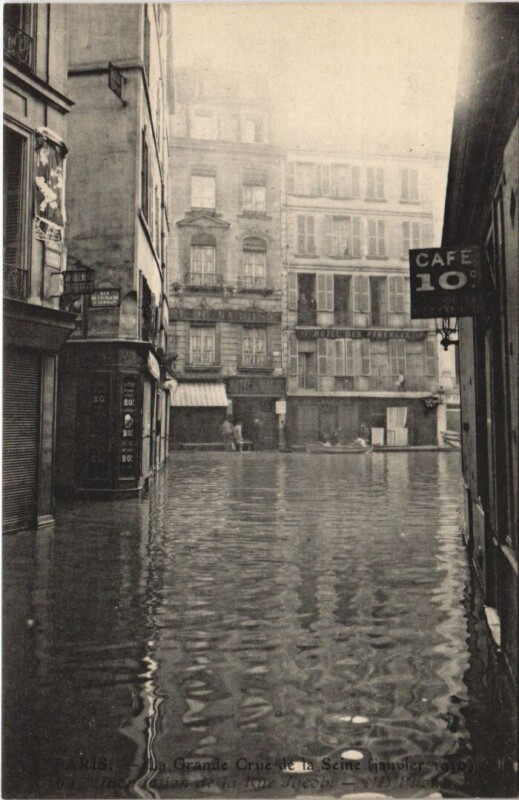 Carte postale ancienne Inondations 1910 Paris Rue Jacob