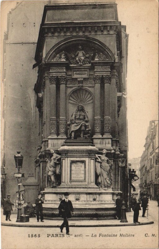 Carte postale ancienne Paris 1e Fontaine Moliere à Paris 1er