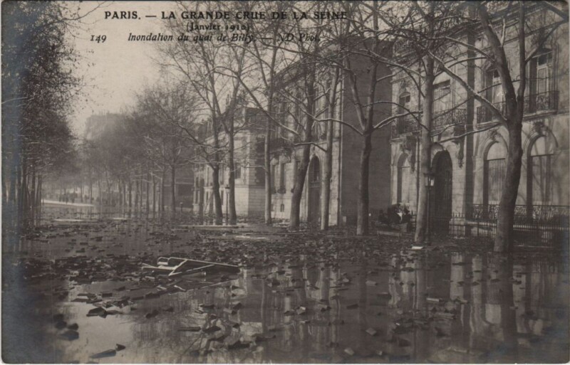 Carte postale ancienne Inondations 1910 Paris Quai de Billy