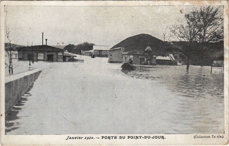 Carte postale ancienne Janvier 1910 - Porte du Point-du-Jour à Paris 16e