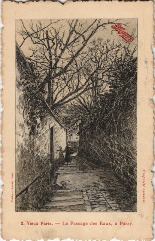 Carte postale ancienne Le Passage des Eaux, à Passy à Paris 16e