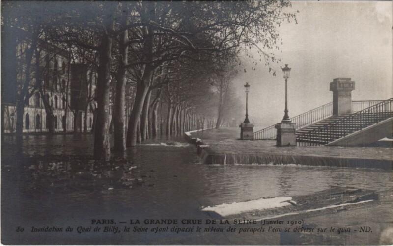Carte postale ancienne Inondations 1910 Paris Quai de Billy