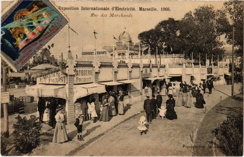 Carte postale ancienne Marseille - Expo Internationale d'Electricite Rue des à Marseille