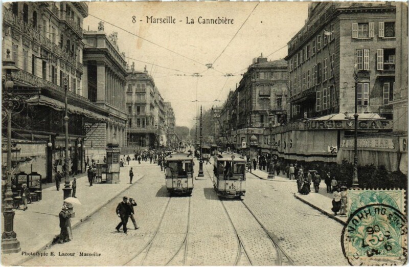 Carte postale ancienne Marseille La Cannebiere à Marseille