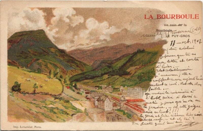 Carte postale ancienne La Bourboule-Un coin de la Bourboule-Le Puy-Gros Litho à La Bourboule