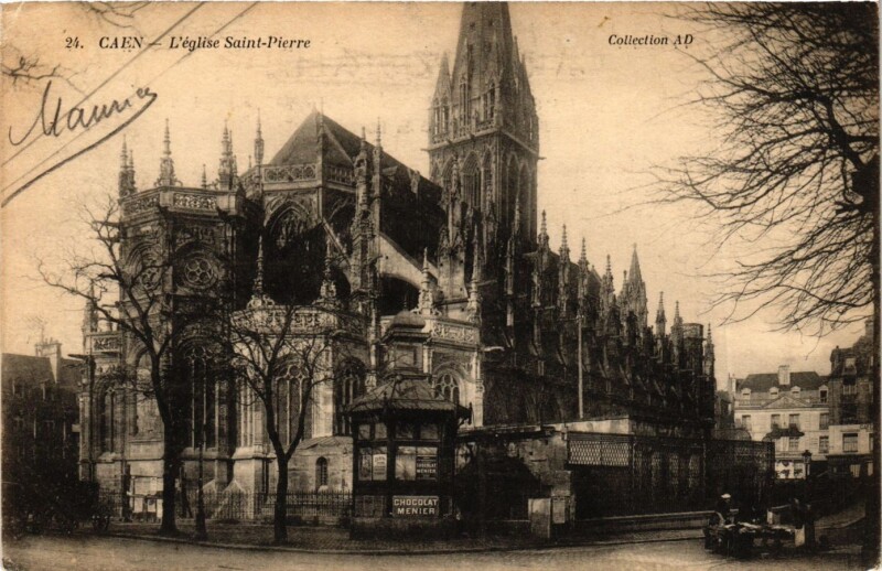 Carte postale ancienne Calvados Caen L'Eglise Saint-Pierre