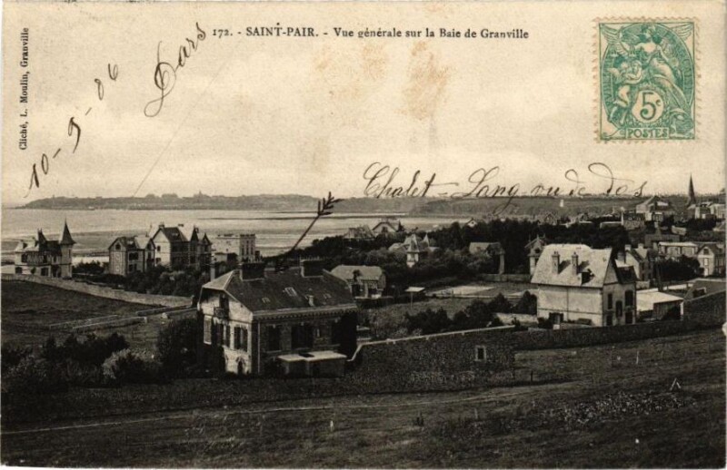 Carte postale ancienne Saint-Pair - Vue générale sur la Baie à Saint-Pair