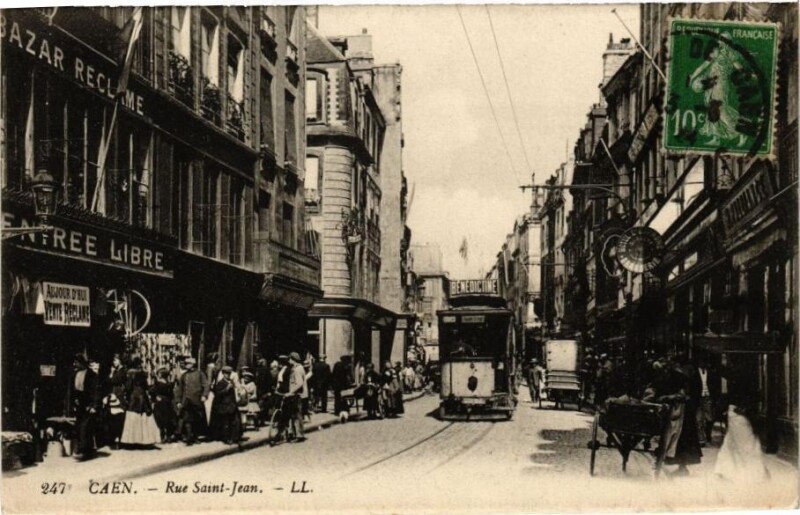 Carte postale ancienne Caen - Rue Saint-Jean à Caen