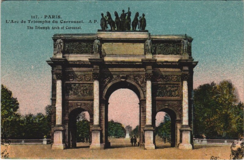 Carte postale ancienne Paris 1e Arc de Triomphe du carrousel à Paris 1er
