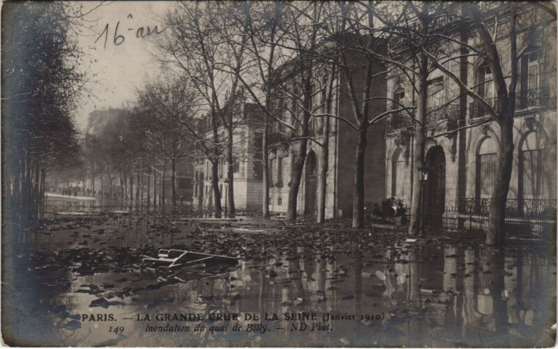 Carte postale ancienne Inondations 1910 Paris Quai de Billy