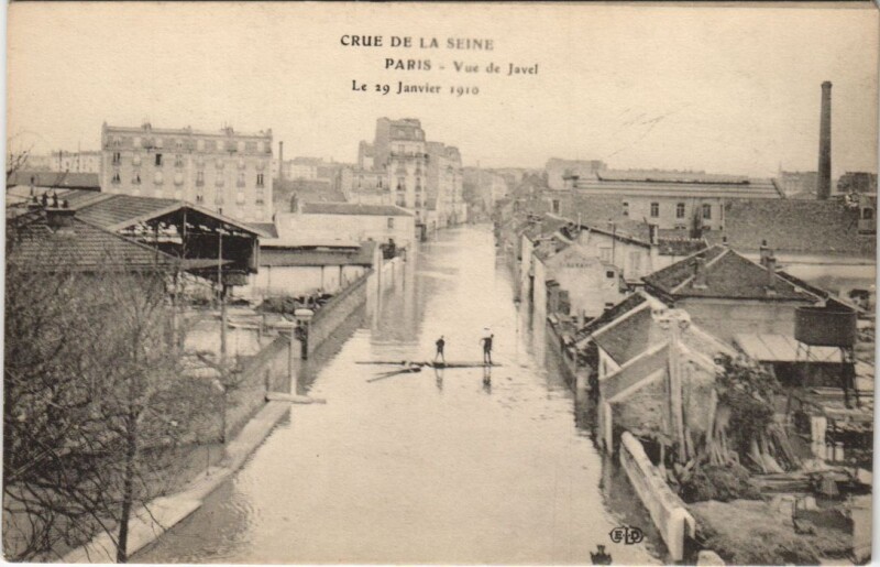 Carte postale ancienne Inondations 1910 Paris Vue de Javel