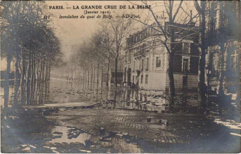 Carte postale ancienne Inondations 1910 Paris Quai de Billy