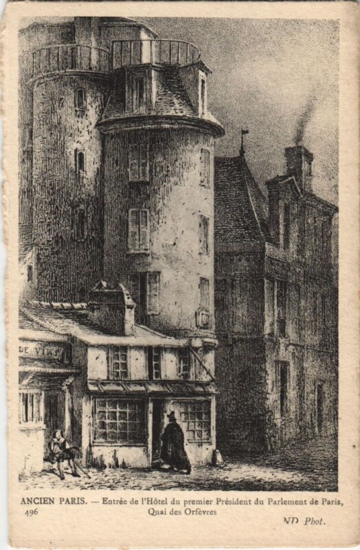Carte postale ancienne Vieux Paris Quai des Orfevres hotel du 1er President de Paris