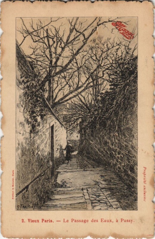 Carte postale ancienne Le Passage des Eaux, à Passy à Paris 16e