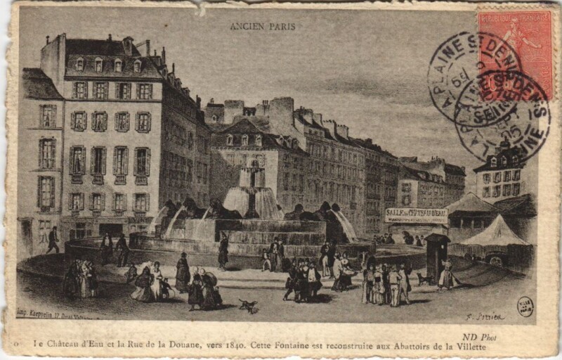 Carte postale ancienne Ancien Paris Chateau d'Eau Rue de la Douane