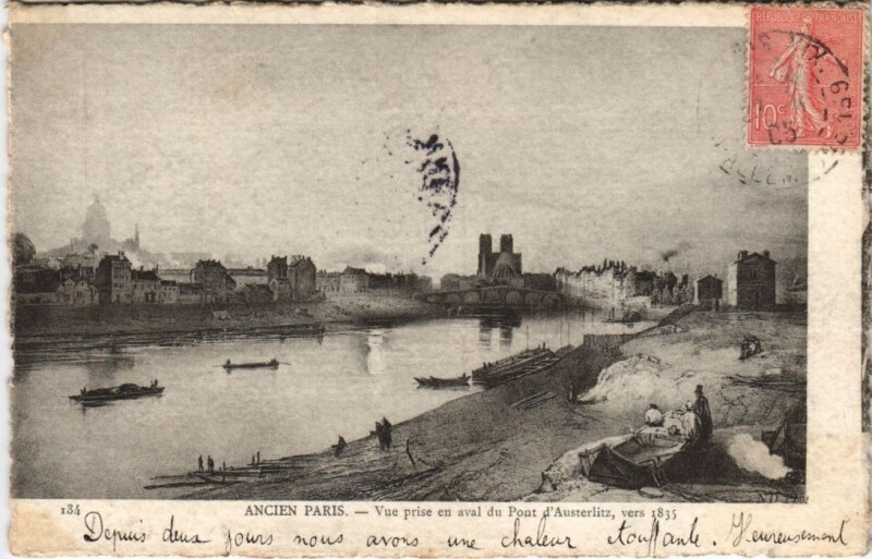 Carte postale ancienne Ancien Paris Vue prise en aval Pont d'Austerlitz