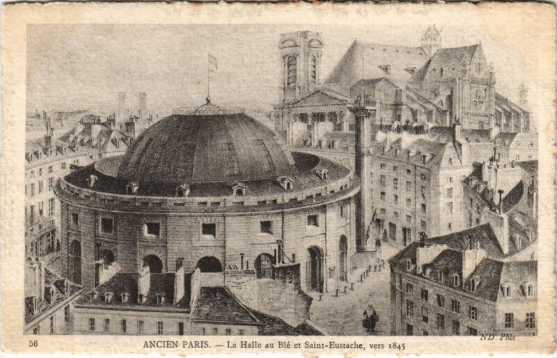 Carte postale ancienne Ancien Paris Halle au Ble et Saint-Eustache