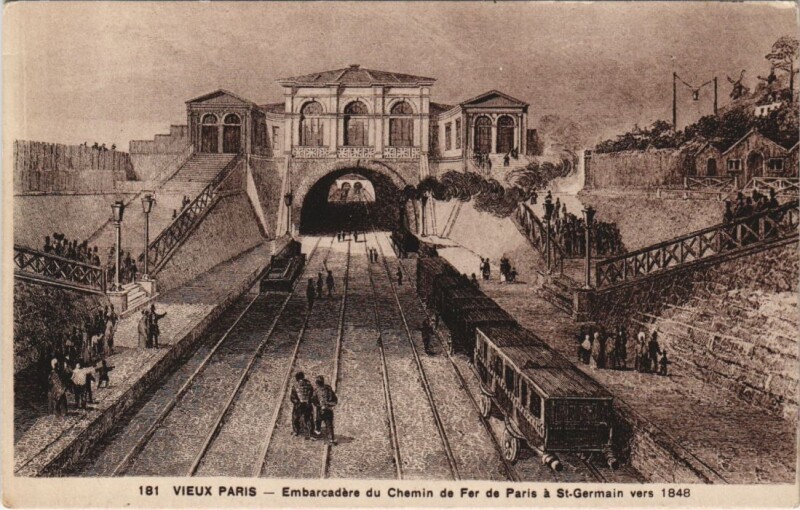 Carte postale ancienne Ancien Paris Embarcadere du Chemin de fer
