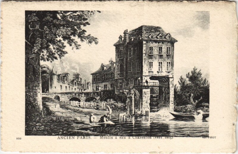 Carte postale ancienne Ancien Paris Moulin a eau a Charenton