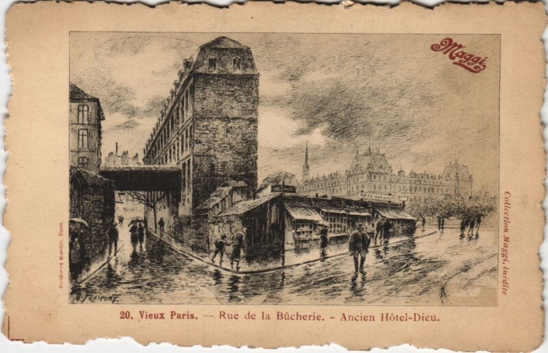 Carte postale ancienne Vieux Paris Rue de la Bucherie Ancien Hotel-Dieu