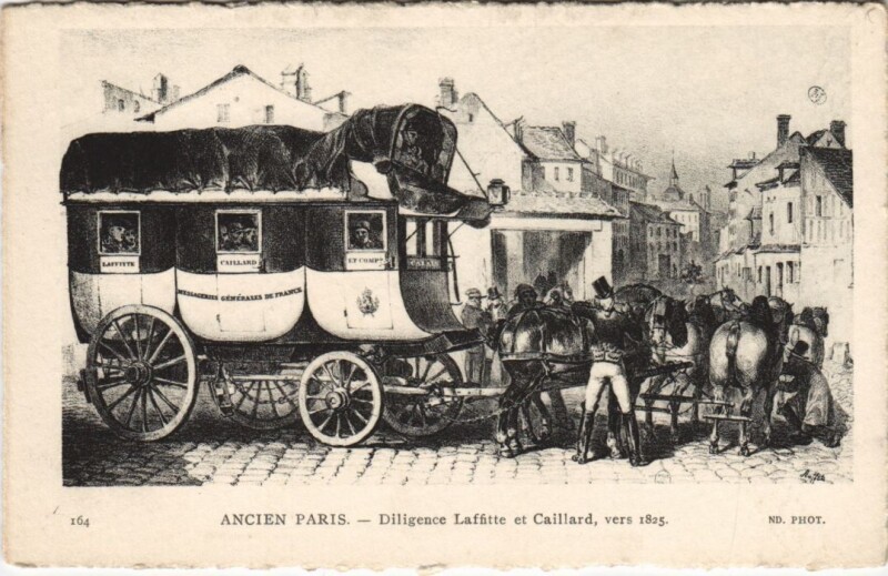 Carte postale ancienne Ancien Paris Diligence Laffitte et Caillard