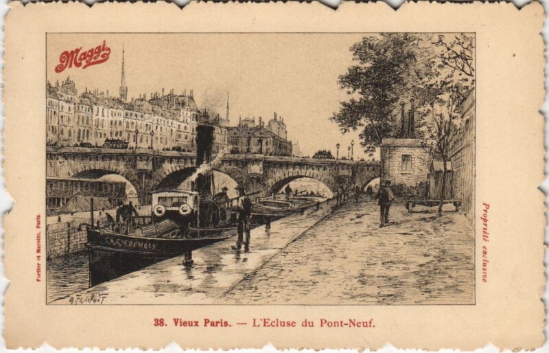 Carte postale ancienne Vieux Paris Ecluse du Pont-Neuf
