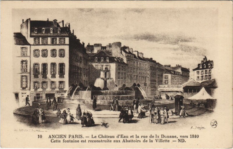 Carte postale ancienne Ancien Paris Chateau d'Eau Rue de la Douane