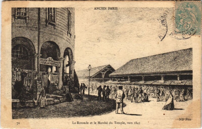 Carte postale ancienne Ancien Paris La Rotonde marche du Temple