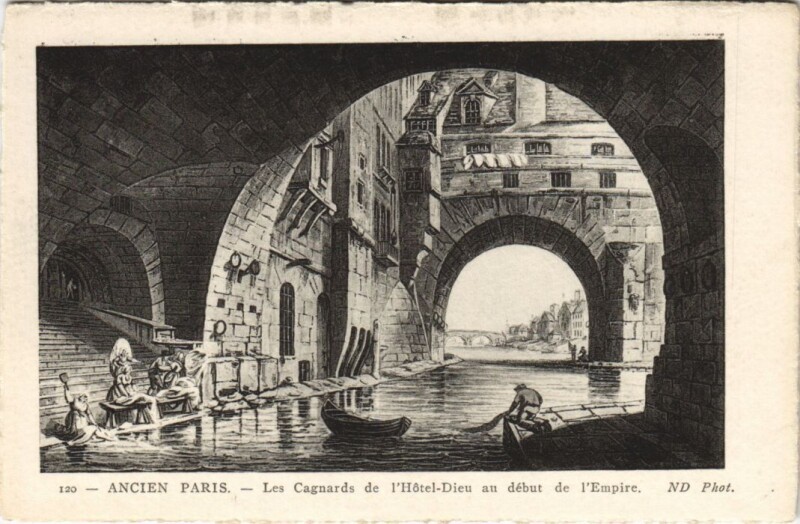 Carte postale ancienne Ancien Paris Cagnards de l'hotel-Dieu