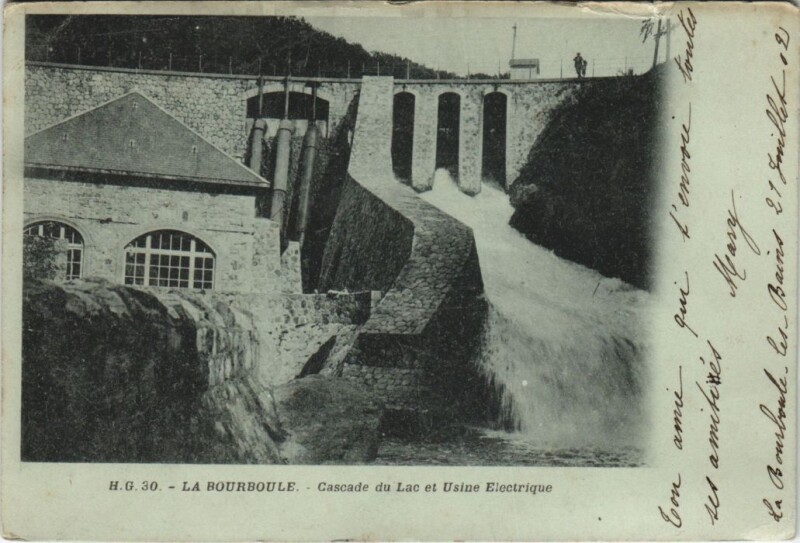 Carte postale ancienne La Bourboule-Cascade du Lac et Usine Electrique à La Bourboule