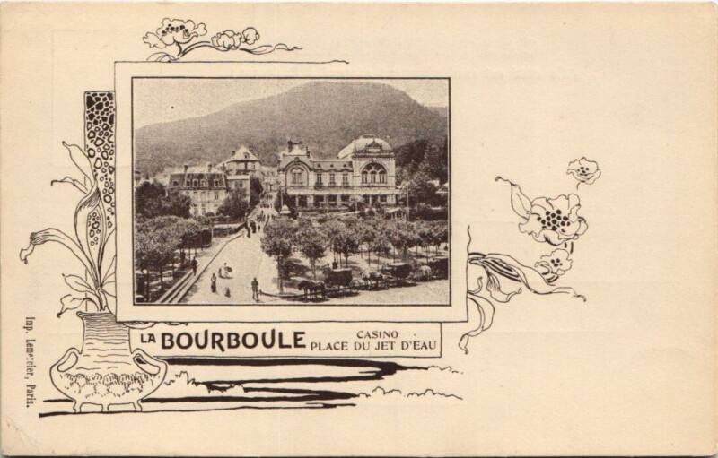 Carte postale ancienne La Bourboule-Casino place du Jet d'Eau Litho à La Bourboule