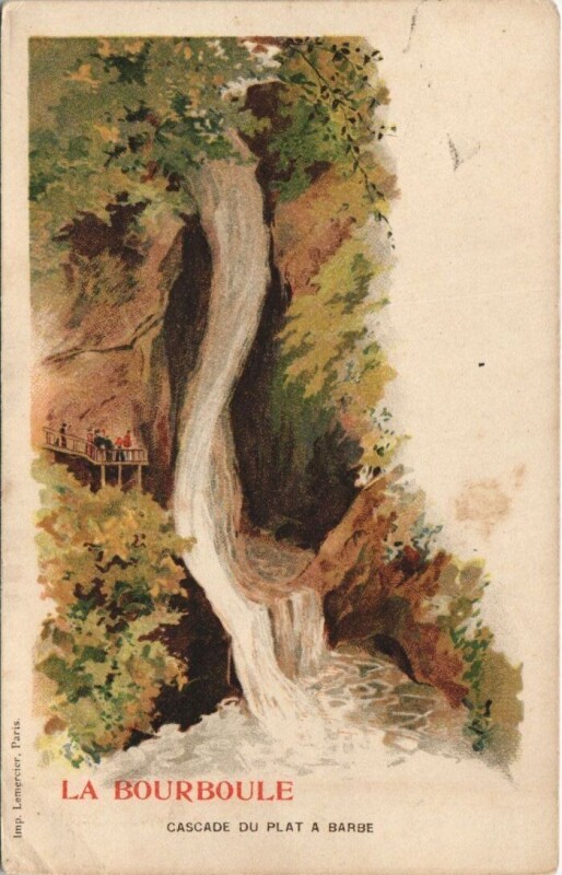 Carte postale ancienne La Bourboule-Cascade du Plat a Barbe Litho à La Bourboule