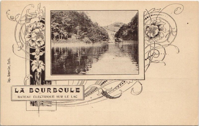 Carte postale ancienne La Bourboule-Bateau Electrique sur le Lac Litho à La Bourboule