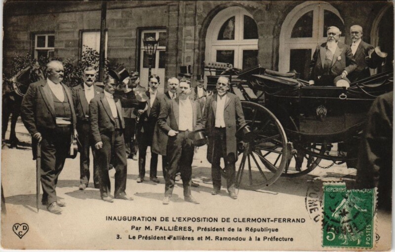 Carte postale ancienne Clermont-Ferrand - Fallieres et Ramondou a la Prefecture à Clermont-Ferrand